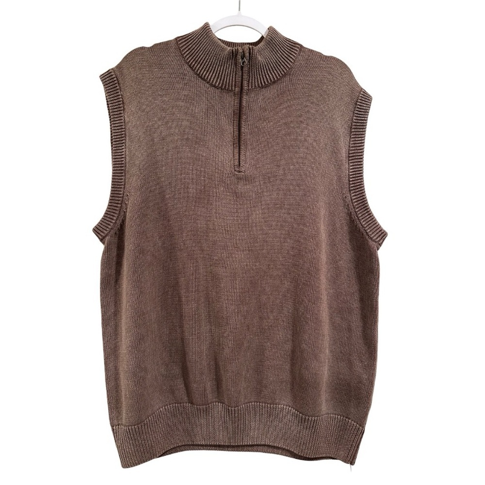 FREE* Red Head BassPro Shops Brown Sweater Vest Cotton 1/4 zip Mock Neck Size XL - Picture 5 of 16